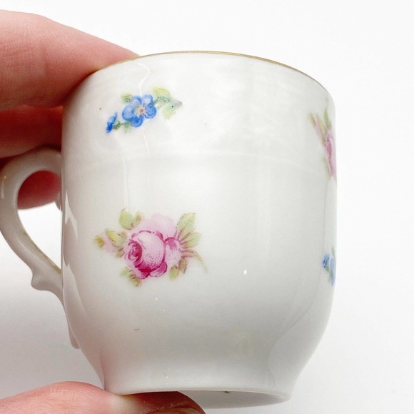 Schumann Arzberg Germany Demitasse Small Child Cup Saucer Set Rose Forget Me Not - Picture 6 of 13